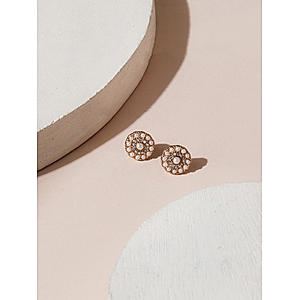 Stones Pearl Gold Plated Stud Earring