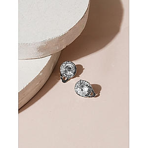 Stones Silver Plated Stud Earring