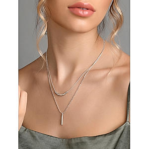 Toniq Silver Stylish Charm Chain Necklace 