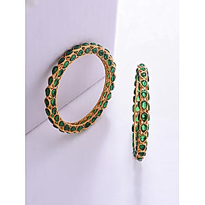 Set of 2 Emerald Gold Plated Bangles