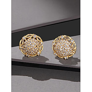 Stones Gold Plated Spherical Stud Earring