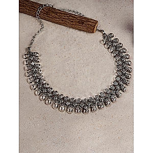 Silver Plated Tribal Oxidised Necklace