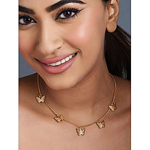 Toniq Gold Plated Butterflies charms Choker Necklace For Women