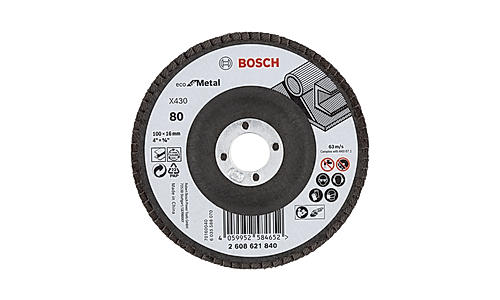 Bosch Eco Flap Disc for Angle Grinders for Metal and Wood, 4" / 100mm, 80 Grit, Eco Range, Pack of 10