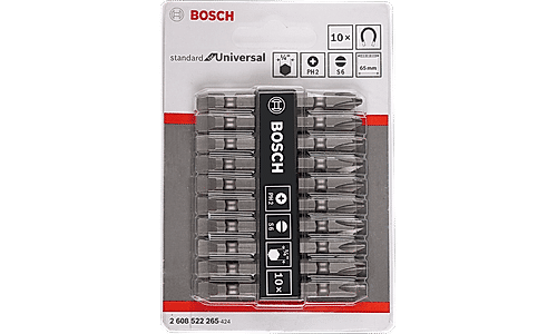 Standard for Universal double ended screwdriver bits Ø6.35 * 65mm PH2/SL6, 10pcs Single Products / Multipacks