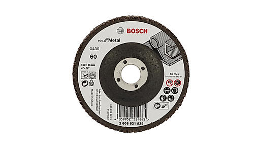 Bosch Eco Flap Disc for Angle Grinders for Metal and Wood, 4" / 100mm, 60 Grit, Eco Range, Pack of 10