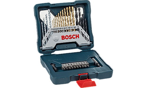 Bosch Professional Drill bits and Screwdriver Bits set, 30-piece, XLine Blue, Masonry+HSS-TIN Metal+Wood Drill bits, Screwdriver bits, Countersink Bits and a universal holder