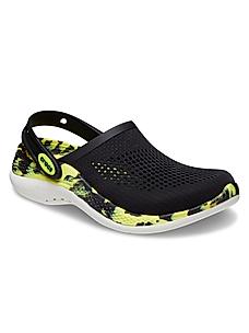 CROCS BLACK UNISEX LITERIDE 360 MARBLED CLOGS