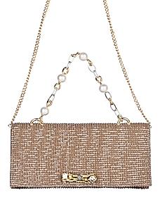 Rocia By Regal Chickoo Women Shimmery Clutch