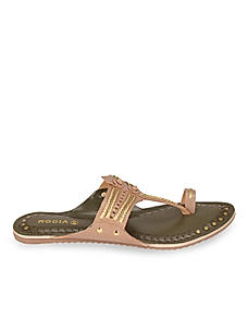 Rocia Taupe Women Kolhapuri Flats