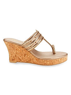 Rocia Rose Gold Women Kolhapuri Wedges