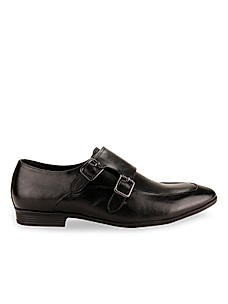 Imperio Black Men Double Monk Strap Leather Shoes