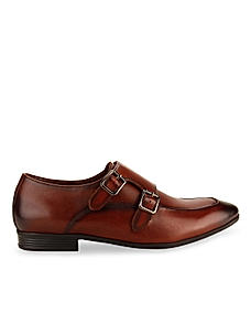 Imperio Tan Men Double Monk Strap Leather Shoes