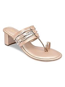 Rocia Rose Gold Women Block Heel Vinyl Kolhapuri