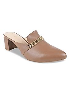 Rocia Taupe Women Chain Embellished Mules