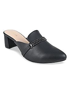 Rocia Black Women Chain Embellished Mules