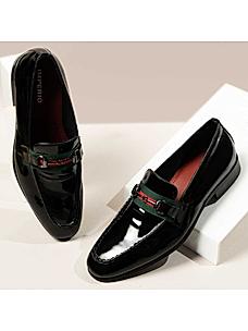 Imperio Black Men Patent Leather Slip Ons