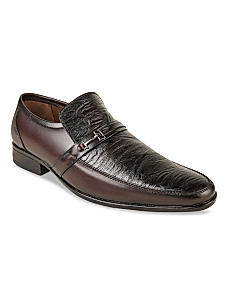 Regal Maroon Men Textured Leather Slip On Shoes