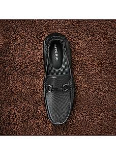 Imperio By Regal Black Men Leather Comfort Loafers