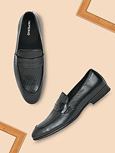 Imperio Black Mens Formal Textured Leather Slip On Shoes