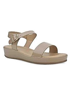 Rocia Beige Women Patent Flat Sandals