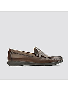 LANGUAGE BROWN MEN LEATHER JAMESON CASUAL SLIP ON MOCCASIN SHOES