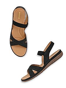 ROCIA Black Women Casual Laser Cut Sandals