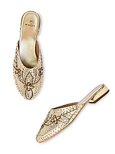 ROCIA Gold Women Hand Embroidered Mojris