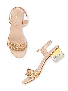 ROCIA Rose Gold Women Diamond Embellished Block Heels