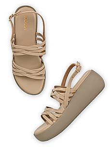 ROCIA Beige Women Strappy Wedges