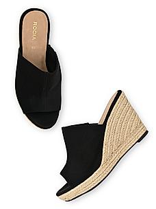 ROCIA Black Women High Heel Suede Espadrilles