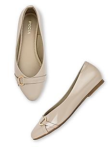 ROCIA Beige Women Patent Ballerinas