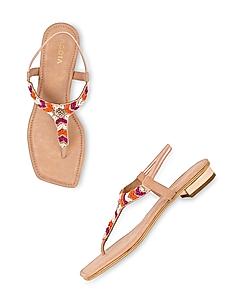 ROCIA Pink Women Casual Embroidered Flat Sandals