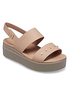 CROCS BEIGE WOMEN BROOKLYN STUDDED LOW SANDALS