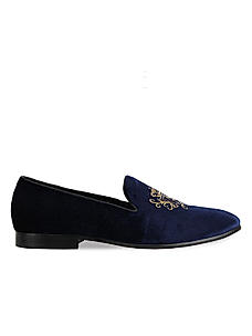 Imperio Blue printed suede loafers