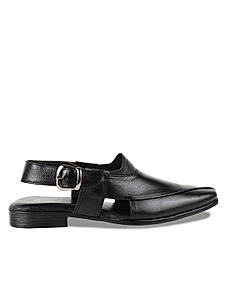 Regal Black Leather back strap sandal