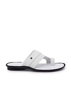 Regal White Leather Single Strap One Toe Sandal