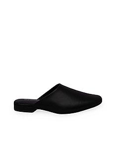 Regal Black Leather Mule Sandal Slip-Ons