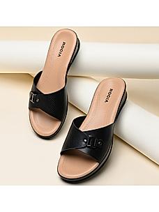 Rocia By Regal Black Women Slip On Buckled Flats