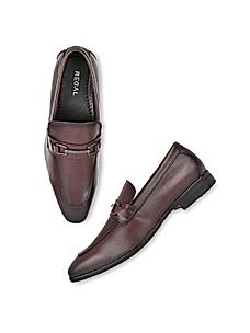 Regal Cherry Mens Leather Buckled Slip-Ons