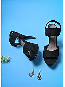 Rocia Black Suede Ankle Strap Stilettos