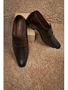 Regal Men's Maroon Textured Leather Formal Shoes