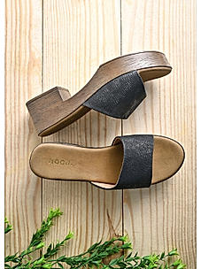 Rocia Women Black Textured Block Heel Sandal