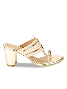 Rocia Beige Women Block Heel Kolhapuri