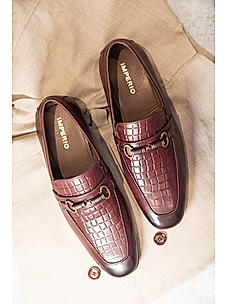 Imperio Cherry Men Formal Saddle Leather Slip On Shoes