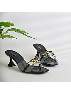 Rocia Black Women Vinyl Chained Sandals