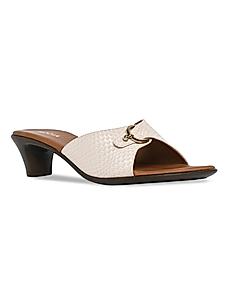 Rocia Beige Women Textured Kitten Heel Sandals