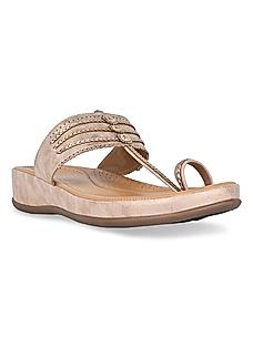 Rocia Rose Gold Women Stitch Down Comfortable Kolhapuris