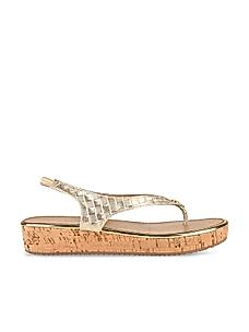 Rocia Gold Women Textured Sandals