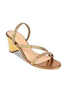 Rocia Antique Gold Women Diamond Embellished Block Heels